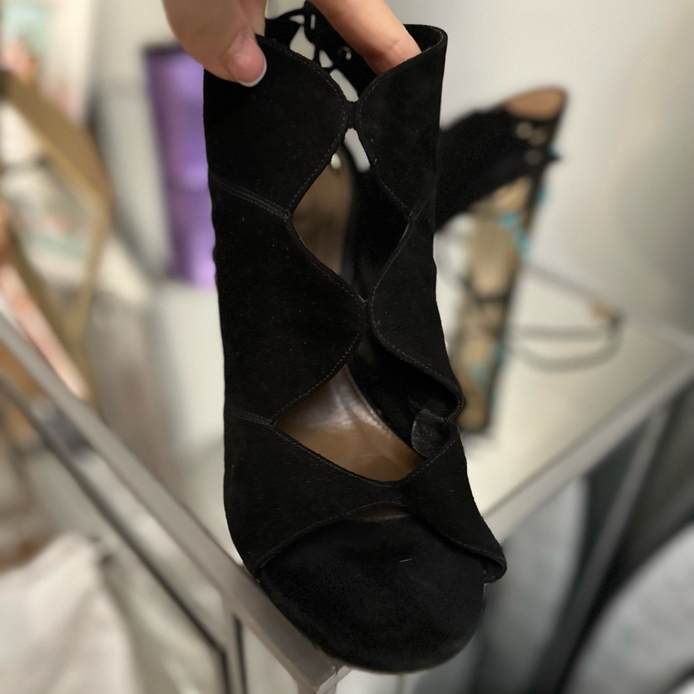 aquazzura suede cut out sandal